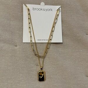 Brook & York Willow J Initial Layering Necklace Brand New Never Worn